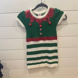 Festive Green and Red Kids Elf Dress